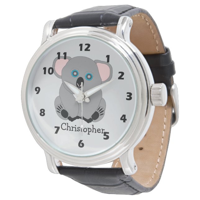 Koala Beer Ontwerp Horloge (Gekanteld)