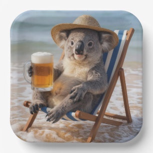 Koala Beer op een Strand Papieren Bordje