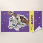  Koala Beer Paarse  dierbenaming Kinderen Strandlaken (Voorkant)