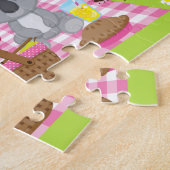 Koala Beer Picnic Girl Pink Gingham Legpuzzel (Zijkant)