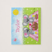 Koala Beer Picnic Girl Pink Gingham Legpuzzel (Verticaal)