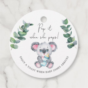 Koala Beer Pop het als ze baby shower pops Bedankjes Labels