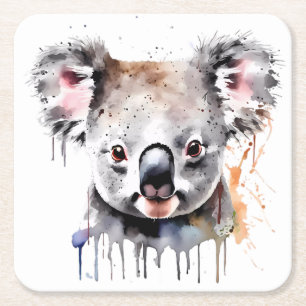Koala Beer Portret Vierkante Kartonnen Onderzetter