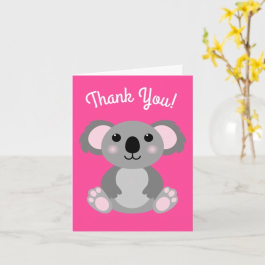 Koala Beer Schattige Kind Verjaardagsfeest Dank u Kaart (Gele Bloem)