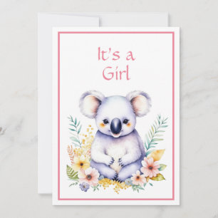 Koala Beer Thema Het is een Meisje Baby shower Kaart