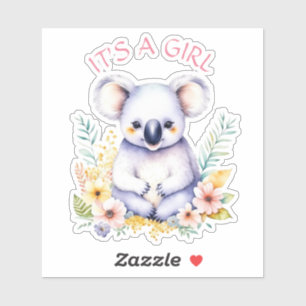 Koala Beer Thema Het is een Meisje Baby shower Sticker