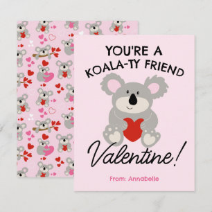 Koala Beer Valentijnsdag Klas Schoolkaart Notitiekaartje