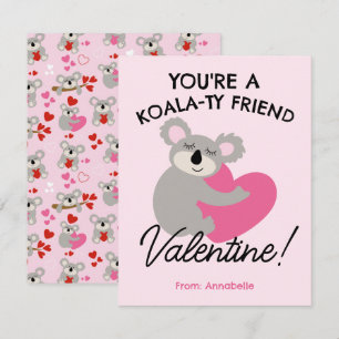 Koala Beer Valentijnsdag Klaslokaal Schoolkaart Notitiekaartje