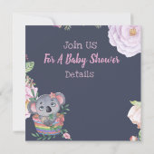 Koala Beren Baby shower Uitnodiging (Achterkant)