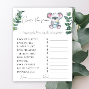 Koala beren babyshower Prijs Raden spel
