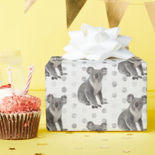 Koala Beren op Polka Dots Cadeaupapier (Verjaardagsfeest)