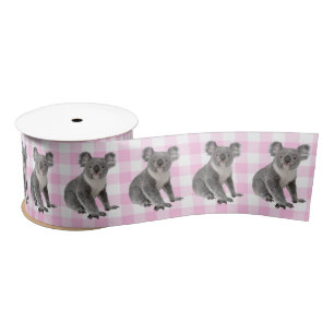Koala-Beren op Roze en White Gingham Lint