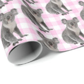 Koala-Beren op Roze Gingham Cadeaupapier (Rol Hoek)