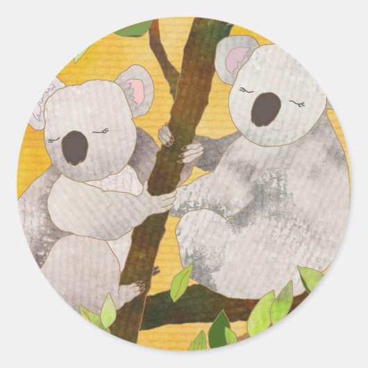 Koala Beren Ronde Sticker (Voorkant)