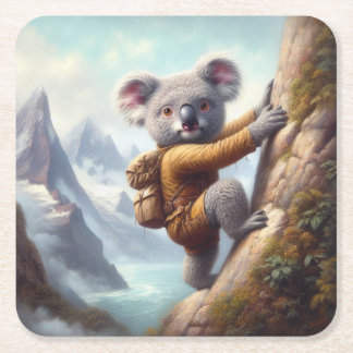 Koala bergbeklimmen vierkante kartonnen onderzetter