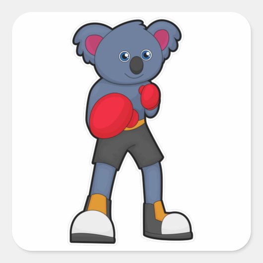 Koala bij Boxing met Boxing-handschoenen Vierkante Sticker (Voorkant)
