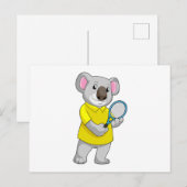 Koala bij tennis met tennisracket briefkaart (Voorkant / Achterkant)