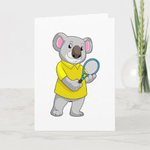 Koala bij tennis met tennisracket kaart
