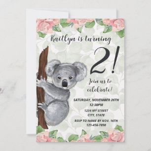 Koala Birthday Uitnodiging