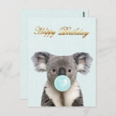Koala Blaast een Blauwe Bubble Gum    Briefkaart (Voorkant / Achterkant)