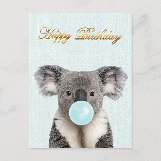 Koala Blaast een Blauwe Bubble Gum    Briefkaart (Voorkant)