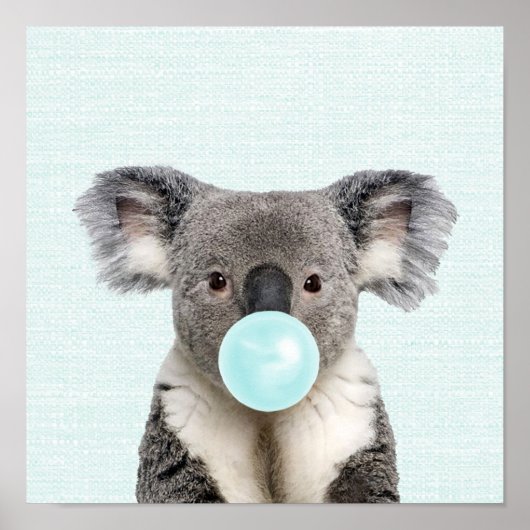 Koala Blaast een Blauwe Bubble Gum Poster (Voorkant)