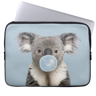 Koala Blaast een Blauwe Bubble Gum Poster Laptop Sleeve