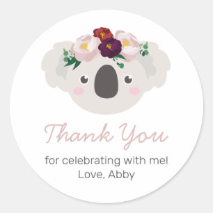 Koala Boho Bloemen Ronde Sticker