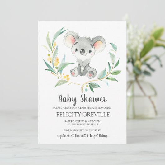 Koala Bush Baby | Invitations de douche bébé (Debout devant)