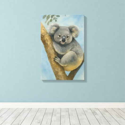 Koala Calm - Waterverf Wildlife Canvas Afdruk (Insitu (Houten vloer))
