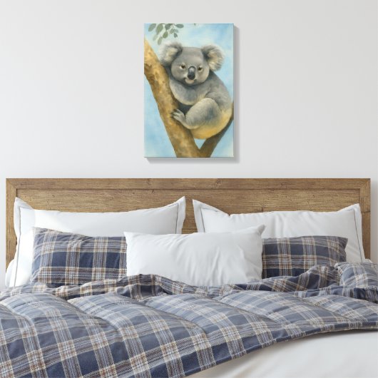 Koala Calm - Waterverf Wildlife Canvas Afdruk (Insitu (Slaapkamer))