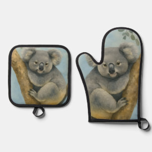 Koala Calm - Waterverf Wildlife Ovenwant & Pannenlap Set