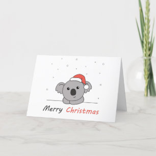Koala Christmas Snow Winter Animals Koalas Coffee Feestdagen Kaart
