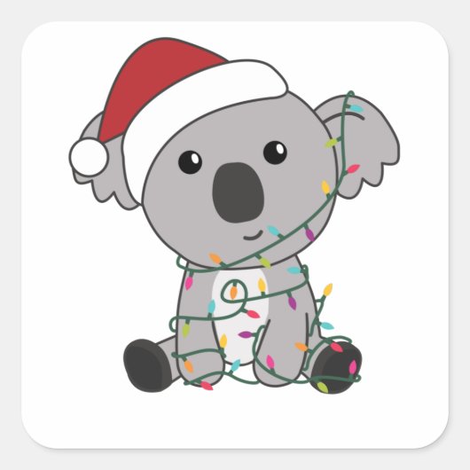 Koala Christmas Snow Winter Animals Koalas Vierkante Sticker (Voorkant)