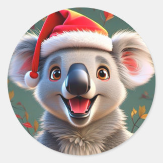 Koala Claus: Kerstgemoed verspreiden onder! Ronde Sticker