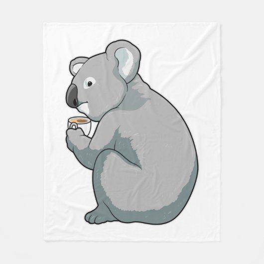 Koala Coffee Cup Fleece Deken (Voorkant)