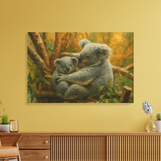 Koala Companions - Realistisch Wildlife Pair Canvas Afdruk (Insitu (Woonkamer))