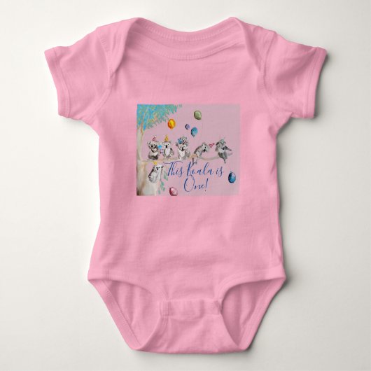 Koala Cute First Birthday pastel Pink Waterverf Romper (Voorkant)