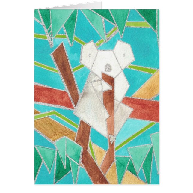 Koala dans l'arbre, Art abstrait original (Devant)