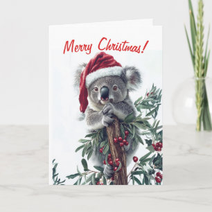 Koala dans une carte de Noël de chapeau de Père No