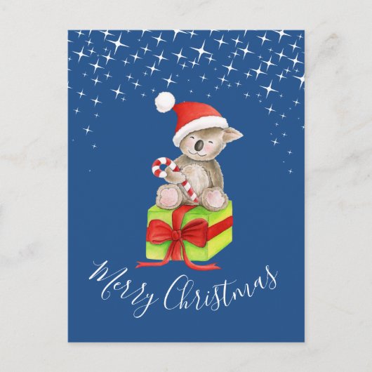 koala de Noël et carte postale de cadeaux d'art fa (Devant)