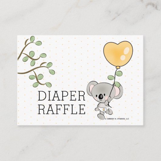 Koala Diaper Raffle Ticket Enclosure Card Informatiekaartje (Voorkant)