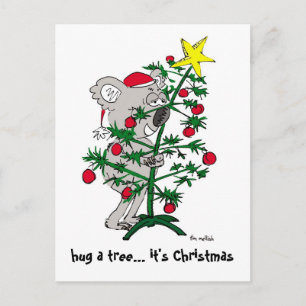 Koala die een Kerstboom koesteren Feestdagenkaart