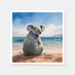 Koala die naar de oceaan kijkt servet