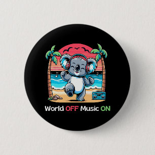 Koala die op het strand vibet ronde button 5,7 cm