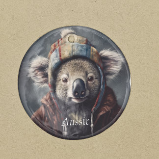 Koala draagt winterse pet, aanpasbaar keramisch ornament