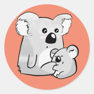Koala en Baby Ronde Sticker