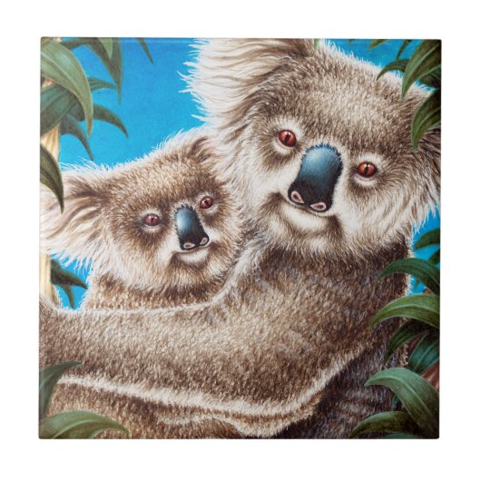Koala en Baby Tile Tegeltje (Voorkant)