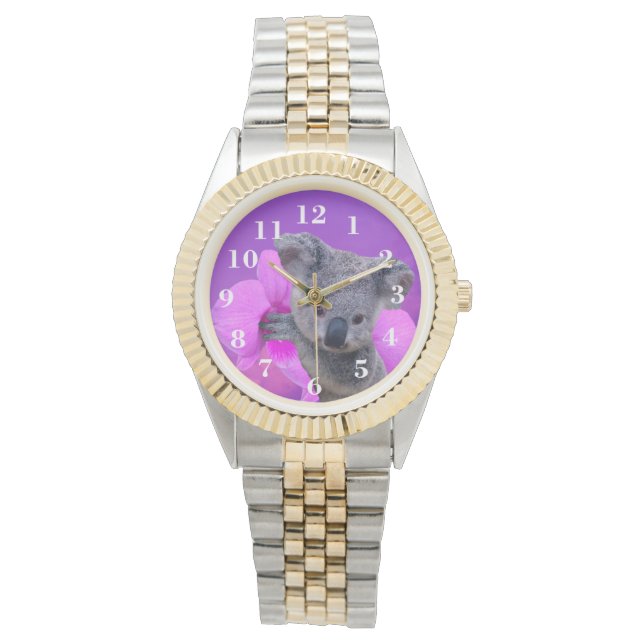 Koala en Orchids Horloge (Voorkant)