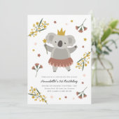 Koala Fairy Princess Birthday - uitnodiging (Staand voorkant)